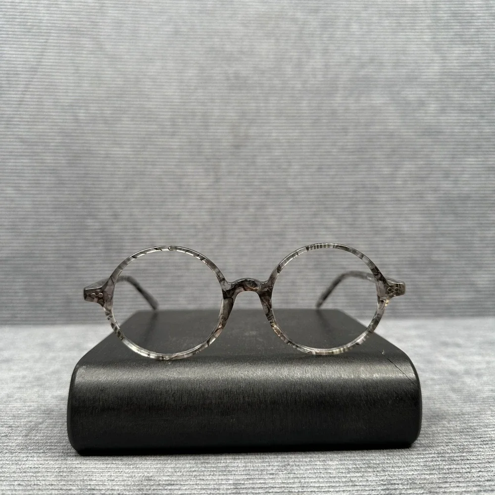 Firmoo Grey Marble Round Y2K Eyeglass Frames DBSN62204 48-21-138 C08 Full Rim